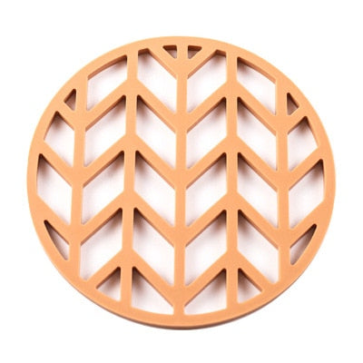 Round Dining Table Mat Coaster Cup Hollow Out Fish Scale Flower Design Kitchen Insulation Hot Pad Silicone Placemat