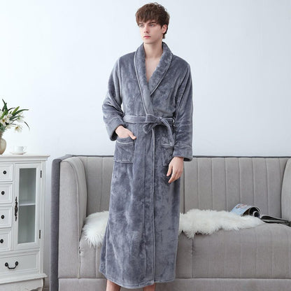 Plus Größe 3XL Männer Robe Winter Flanell Weiche Kimono Kleid Liebhaber Ultra Große Lange Bademantel Nachtwäsche Dicke Warme Frauen Nachtwäsche