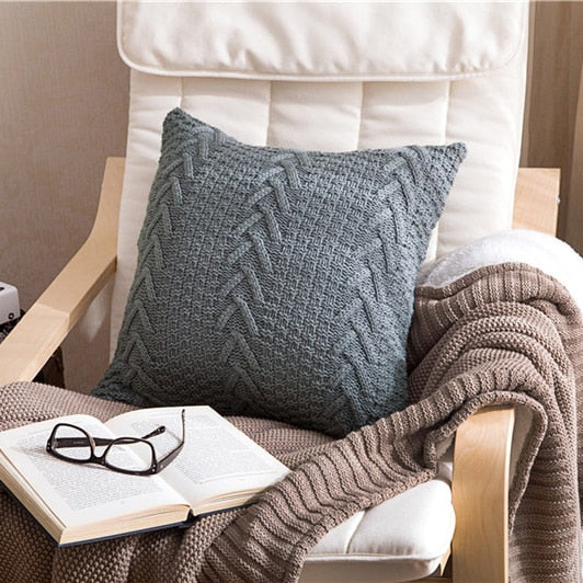 Super Soft Cushion Cover 45*45 Cozy Twist Delicate Knitted Bed Pillow Case Nordic Home Decorative Sofa Throw Pillow Cover