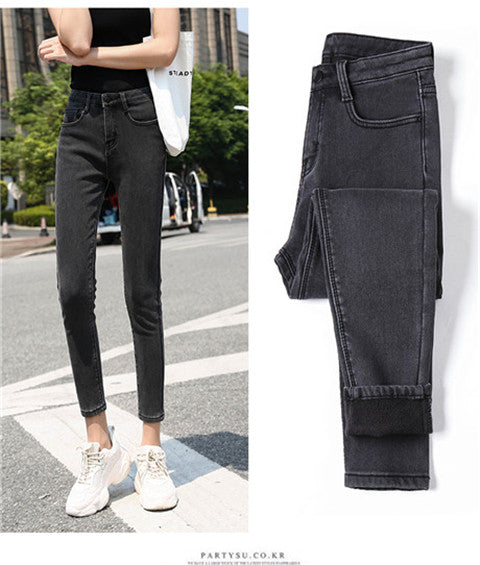 Winter Warme Jeans Frau 2023 Hohe Taille Casual Samt Damen Hosen Weibliche Pantalon Denim jeans für Frauen Hosen kleiden 40