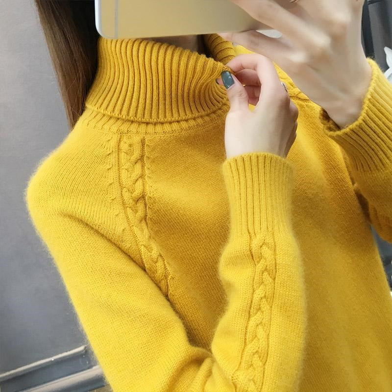 Samt Strickwaren Pullover Reine Farbe Koreanischen Flauschigen