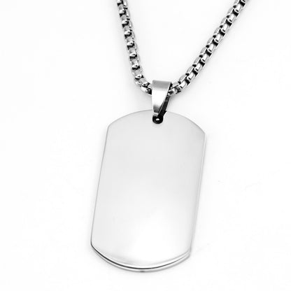 Stainless Steel Military Plate Collar Dogtag ID Pendant Necklace For Men Blank Army Necklace Soldier Mirror Polished