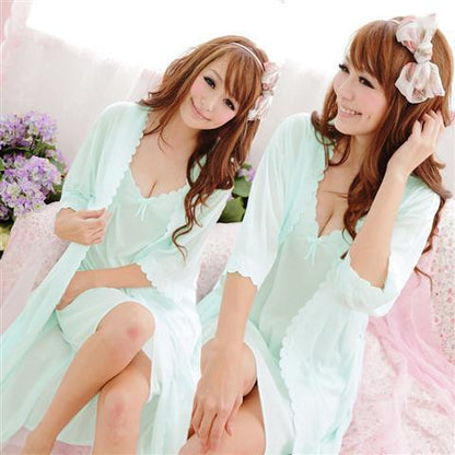 Robe Gown Sets Women 2pcs Solid Ice-silk Trendy Casual Lace Up Home Popular 3XL Loose Sleepwear Sexy Thin Womens Women Bathrobe Chic