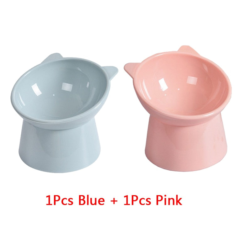 2pcs/set Cat bowl 45 ° neck protection high foot dogs apf cat food water bowl cute binaural pet feeding cup feeder bowls