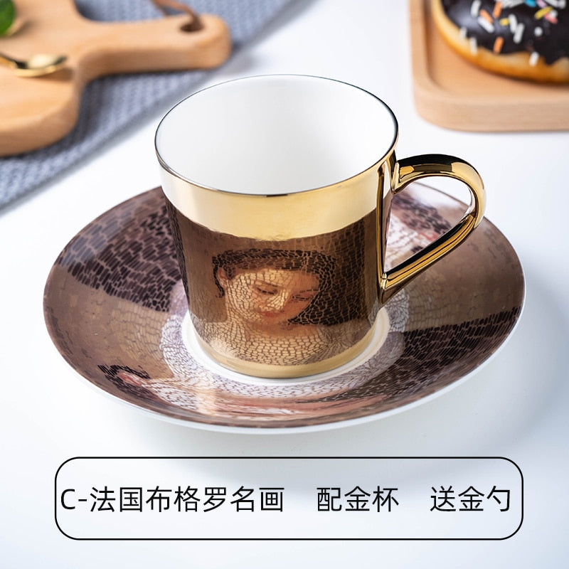 Ins Mirror Reflection Cup Coffee Mug Picasso Ceramic Coffee Cup and Saucer Set lion Funny Mugs for Friend Birthday Best Gift