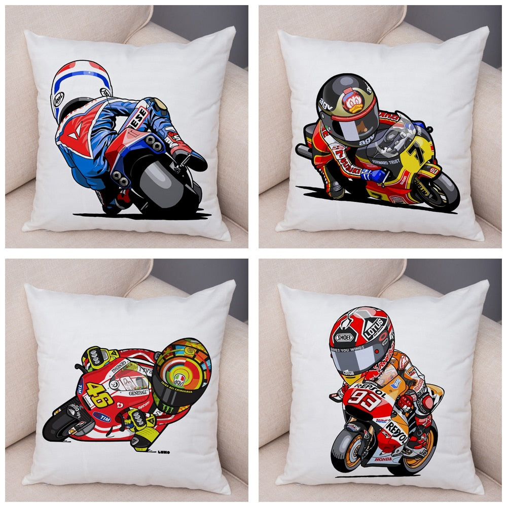 Super Soft Plush Cartoon Sport Motorcycle Pillow