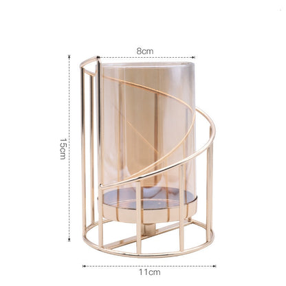 Goldene Eisen Kerzenhalter Europäischen geometrische Leuchter Romantische Kristall Kerze Tasse Hause Dekoration Tisch Dekoration