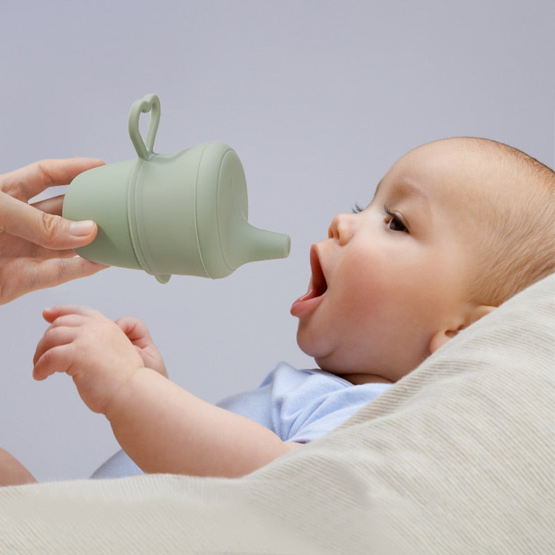 Tragbare Reine Farbe Baby Snack Tasse Anti Verbrühungen Food Grade Silikon Wasser Tasse Lernen Zu Trinken Tasse Für Kinder