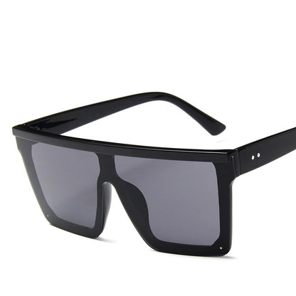 Vintage Male Flat Top Sunglasses Men Brand Black Square Shades UV400 Gradient Sun Glasses For Women Cool One Piece Designer