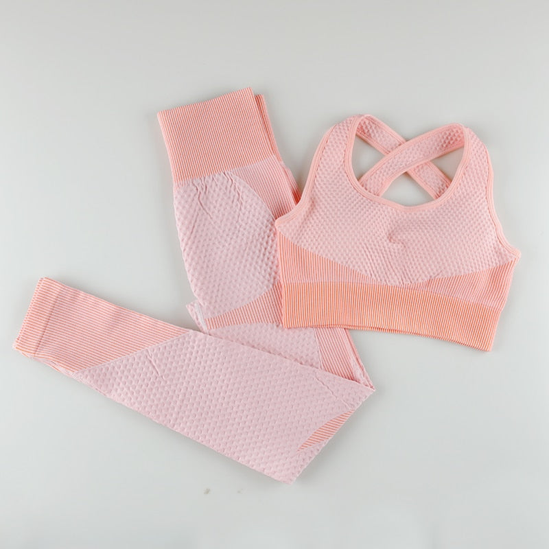 Nahtlose Frauen Gym Set Yoga Set 2/3 Stück Set Zipper Langarm