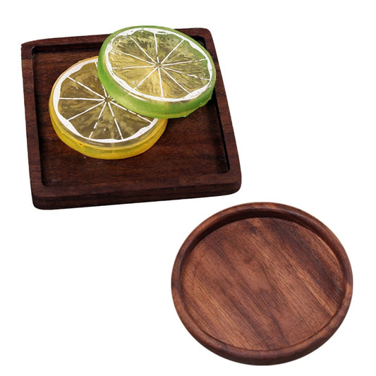 Tea Coffee Cup Pad Placemats Decor Walnut Wooden Coasters Durable Heat Resistant Square Round Drink Mat 1 Pcs Bowl Teapot