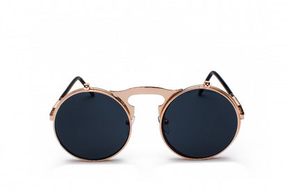 Vintage Steampunk Flip Sunglasses Retro Round Metal Frame Sun Glasses for Men Women Brand Designer Circle Glasses Oculos