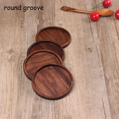 Tea Coffee Cup Pad Placemats Decor Walnut Wooden Coasters Durable Heat Resistant Square Round Drink Mat 1 Pcs Bowl Teapot