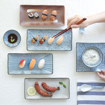 9,8 zoll Japanischen Abendessen Platte Keramik Sushi Platte Fisch Abendessen Gerichte Rechteck Haushalt Geschirr