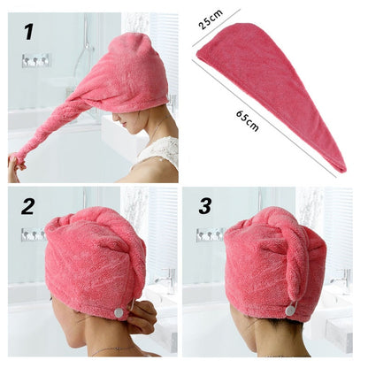 23*60cm 1 Pc Quick Dry Towels Microfiber Fabric Dry Hair Hat Shower Cap Lady Turban Bath Towel Absorbent