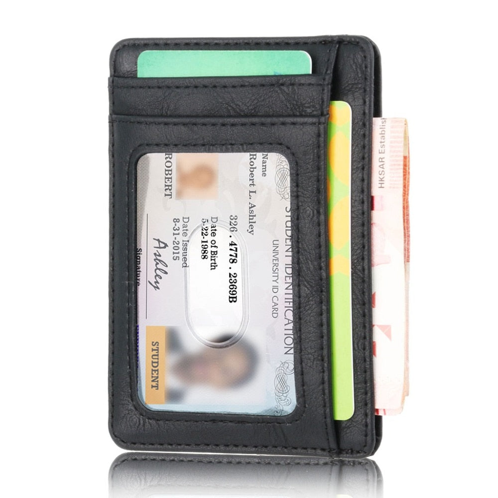 Slim RFID Blocking Leather Wallet Credit ID Card Holder Purse Money Case for Men Women 2020 Fashion Bag 11.5x8x 0.5cm