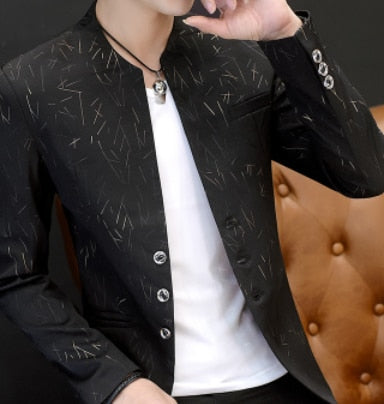 Men's casual collar collar blazer youth handsome trend Slim print blazer