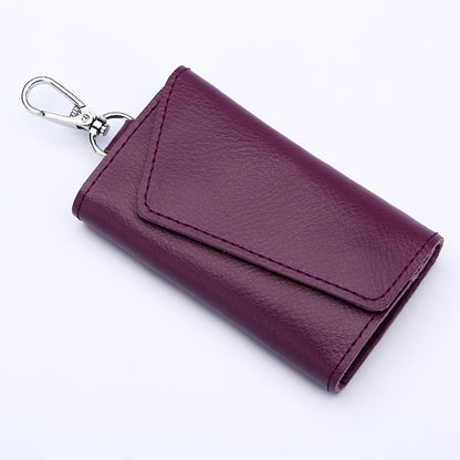 Genuine Leather Keychain Men Women Key Holder Organizer Pouch Cow Split Car Key Wallet Housekeeper Key Case Mini Card Bag