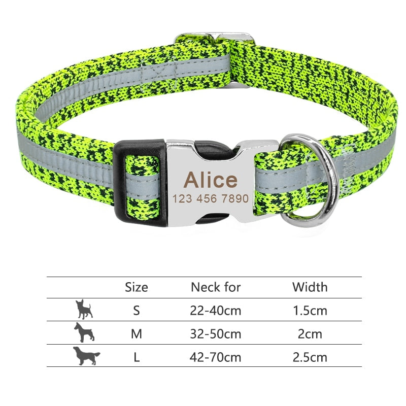 Nylon Dog Collar Collar Engraved ID Tag