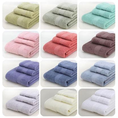 Solid color 3pcs/set Towel set soft 17 colors 100% cotton Towel set including bathtowel+facetowel+hand towel for home Travel