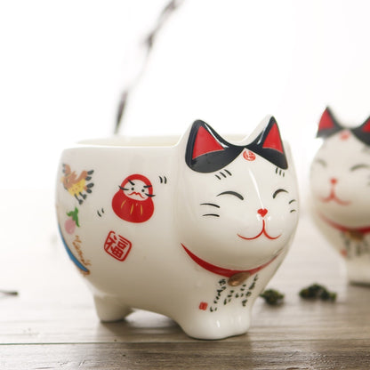 Nette Japanische Glückliche Katze Porzellan Tee-Set Kreative Maneki Neko Keramik Tee Tasse Topf mit Sieb Schöne Plutus Katze Teekanne becher