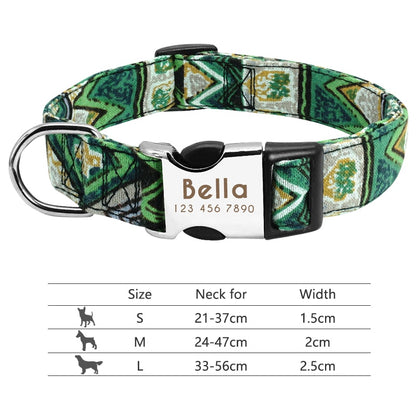 Nylon Dog Collar Collar Engraved ID Tag