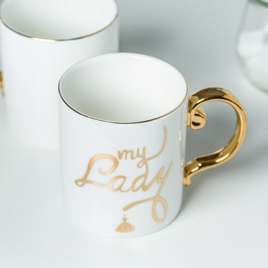 Luxury Gold Totems Mosaic Geometric Flamingo Ceramic Coffee Mug Coffee Cup Gold Breakfast Milk Water Cup Couple Creative Gifts