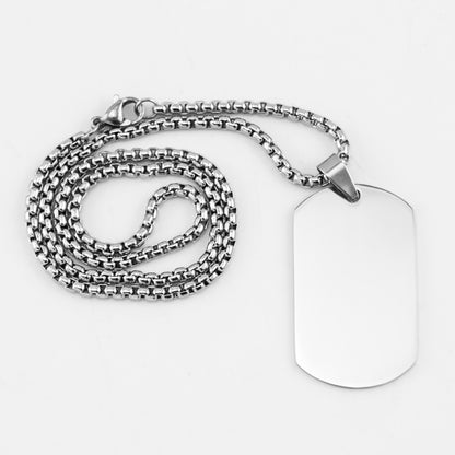 Stainless Steel Military Plate Collar Dogtag ID Pendant Necklace For Men Blank Army Necklace Soldier Mirror Polished