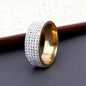 Heißer Verkauf Vintage Retro Stil Stahl Ring für Frauen 5 Reihe Klarem Kristall Schmuck Mode Edelstahl, Verlobung, Hochzeit Ringe