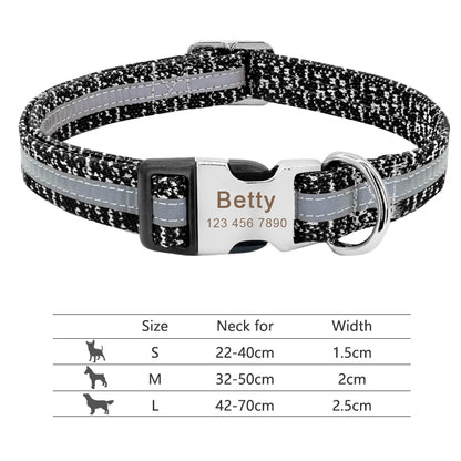 Nylon Dog Collar Collar Engraved ID Tag