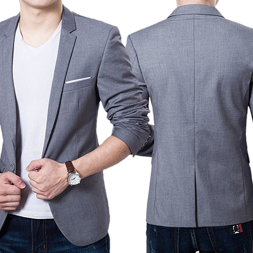 Men Blazer Slim Autumn Suit Blazer Business Formal Party