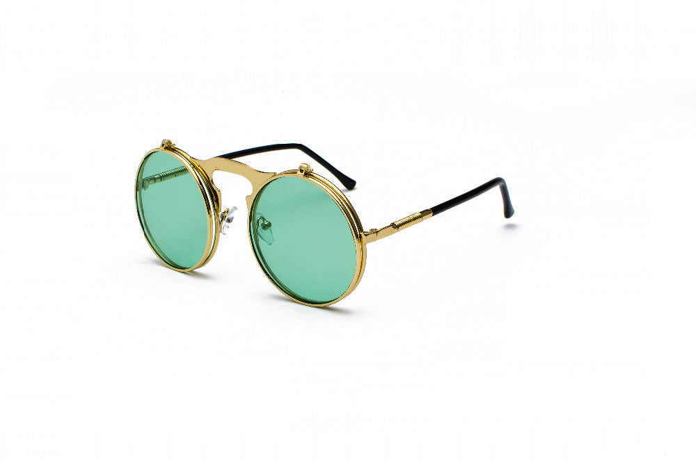 Vintage Steampunk Flip Sonnenbrille Retro Runde Metall Rahmen Sonnenbrille für Männer Frauen Marke Designer Kreis Gläser Oculos
