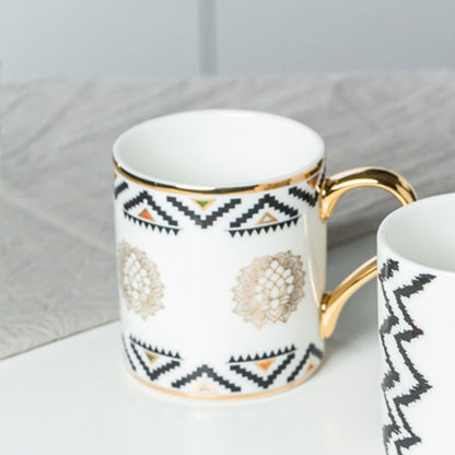 Luxus Gold Totems Mosaik Geometrische Flamingo Keramik Kaffee Becher Kaffee Tasse Gold Frühstück Milch Wasser Tasse Paar Kreative Geschenke