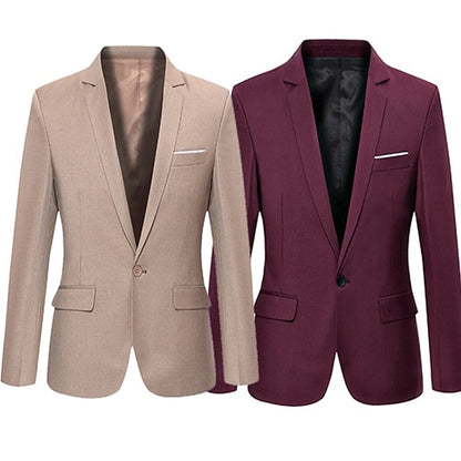 Men Blazer Slim Autumn Suit Blazer Business Formal Party