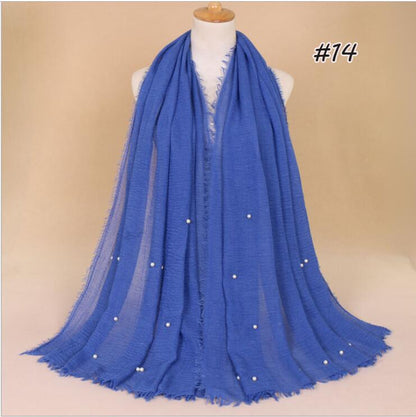 Plain Pleated Cotton Maxi Muslim Hijab Wrap