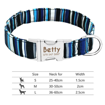 Nylon Dog Collar Collar Engraved ID Tag