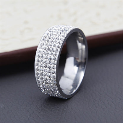 Heißer Verkauf Vintage Retro Stil Stahl Ring für Frauen 5 Reihe Klarem Kristall Schmuck Mode Edelstahl, Verlobung, Hochzeit Ringe