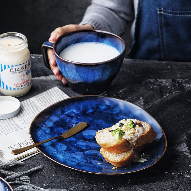 One person european-style creative western breakfast tableware set household ceramic plate milk cup oatmeal shots