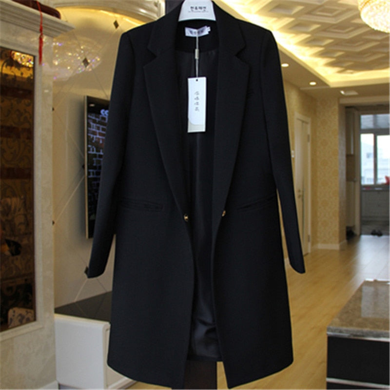 Spring Autumn Blazer Coats Women Clothing Long Sleeve Suit Jackets Casual Tops Female Slim Blazer Long Windbreaker Coat