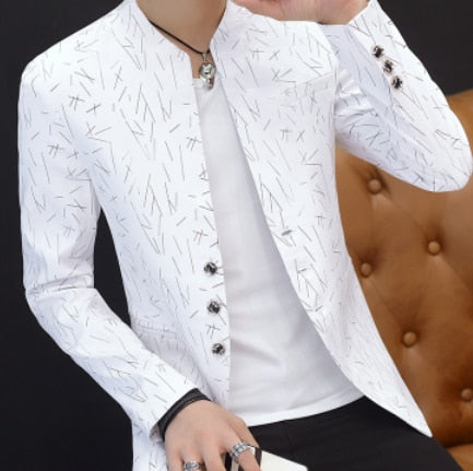 Men's casual collar collar blazer youth handsome trend Slim print blazer