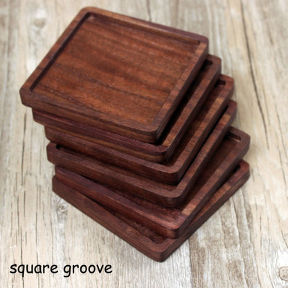 Tea Coffee Cup Pad Placemats Decor Walnut Wooden Coasters Durable Heat Resistant Square Round Drink Mat 1 Pcs Bowl Teapot