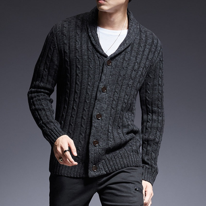 New Fashion Brand Sweater Man Cardigan Thick Slim Fit Jumper Knitwear High Quality