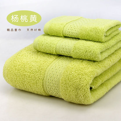 Solid color 3pcs/set Towel set soft 17 colors 100% cotton Towel set including bathtowel+facetowel+hand towel for home Travel