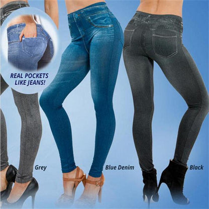 Gtpdpllt S-XXL Sexy Leggings Women Lined Spring Autumn Print Jeans Sportwear Skinny Jeggings Two Real Pockets Woman Fitness Pants