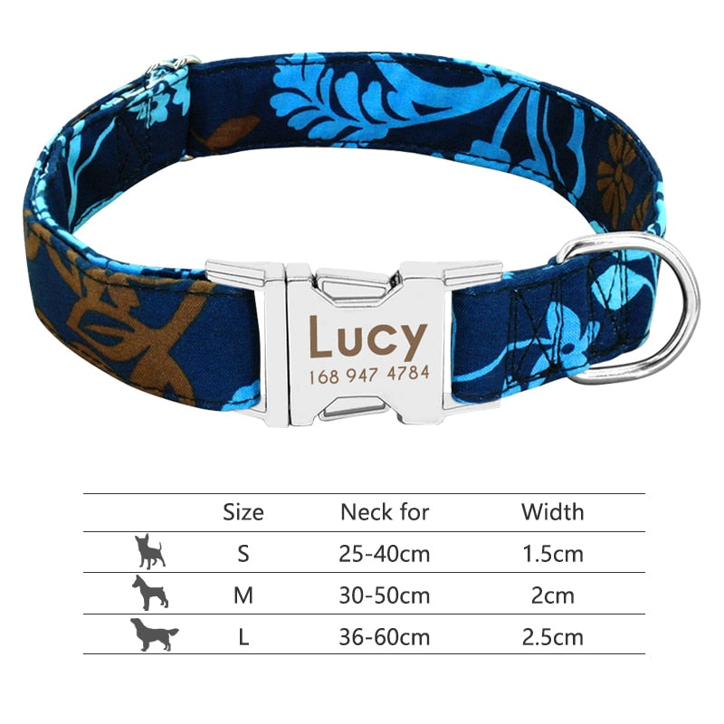 Nylon Dog Collar Collar Engraved ID Tag