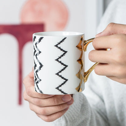 Luxury Gold Totems Mosaic Geometric Flamingo Ceramic Coffee Mug Coffee Cup Gold Breakfast Milk Water Cup Couple Creative Gifts