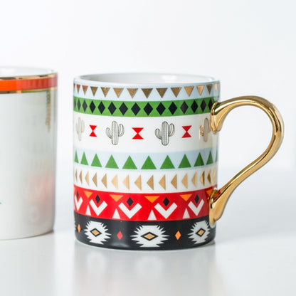 Luxury Gold Totems Mosaic Geometric Flamingo Ceramic Coffee Mug Coffee Cup Gold Breakfast Milk Water Cup Couple Creative Gifts