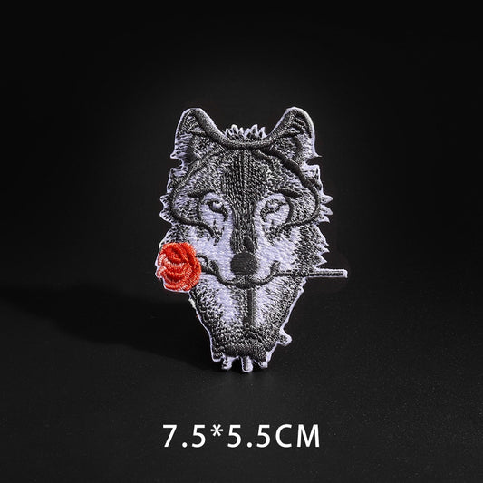 Feine Wolf Leopard Spinne Web Patches Schwarz Tier Poker Rose Wolf Katze Appliques Eisen Auf Kugel Zahn Kleidung Jeans Abzeichen