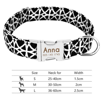 Nylon Dog Collar Collar Engraved ID Tag