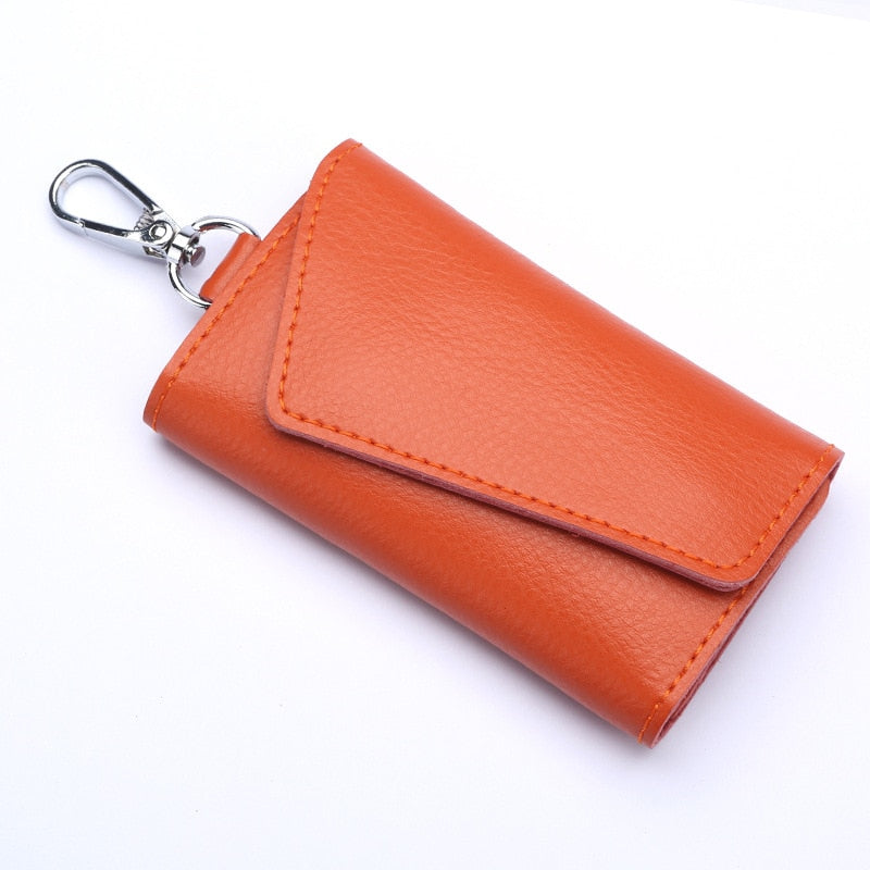 Genuine Leather Keychain Men Women Key Holder Organizer Pouch Cow Split Car Key Wallet Housekeeper Key Case Mini Card Bag